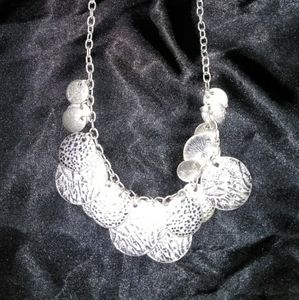 Chunky silver hammered necklace